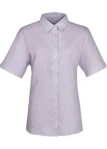 Aussie Pacific Corporate Wear White/Purple / 4 AUSSIE PACIFIC LADIES HENLEY SHORT SLEEVE 2900S